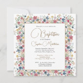 Taufe Christening Elegant Floral Religious Einladung (Vorderseite)