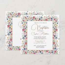 Taufe Christening Elegant Floral Religious Einladung