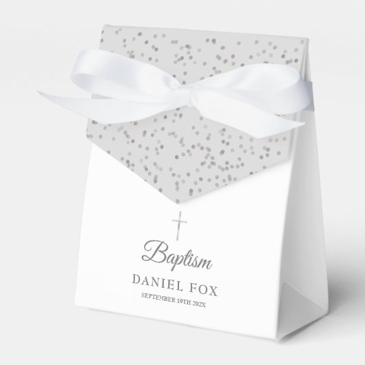Taufe Christening Elegant Silver Stardust Geschenkschachtel (Vorderseite)