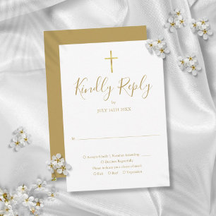 Taufe Christening Erste heilige Kommunion Gold RSVP Karte
