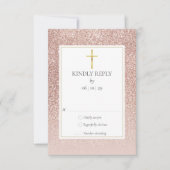 Taufe Christening Erste heilige Kommunion Rose Gol RSVP Karte (Vorderseite)