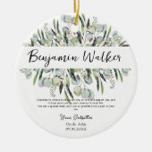 Taufe Christening Eukalyptus Blätter Godvater Keramik Ornament (Vorne)