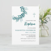 Taufe Christening Eukalyptus Greenery Einladung (Stehend Vorderseite)