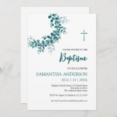 Taufe Christening Eukalyptus Greenery Einladung (Vorne/Hinten)