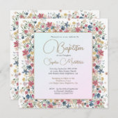 Taufe Christening Floral Religious Modern Einladung (Vorne/Hinten)