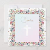 Taufe Christening Floral Religious Modern Einladung (Rückseite)