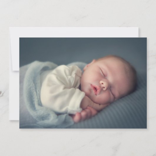 Taufe Christening Foliage Dusty Blue Foto Dankeskarte (Rückseite)