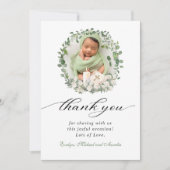 Taufe Christening Foto Rose Bloral Dankeskarte (Vorderseite)