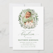 Taufe Christening Foto Rose Bloral Einladung (Vorderseite)