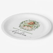 Taufe Christening Foto Rose Bloral Pappteller (Schrägansicht)