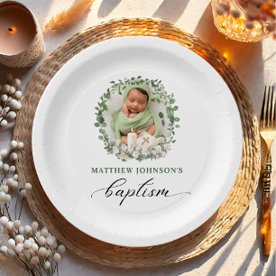 Taufe Christening Foto Rose Bloral Pappteller