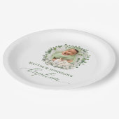 Taufe Christening Foto Rose Bloral Pappteller (Schrägansicht)