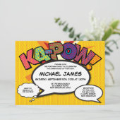 Taufe Christening Fun Modernes Comic Buch Einladung (Stehend Vorderseite)