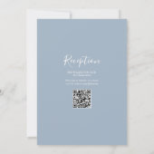 Taufe Christening Gold Cross Dusty Blue QR Code Einladung (Rückseite)