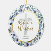 Taufe Christening Golden Blue Eukalyptus Blume Keramik Ornament (Links)