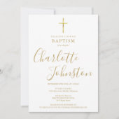 Taufe Christening Golden Signature Script Foto Einladung (Vorderseite)