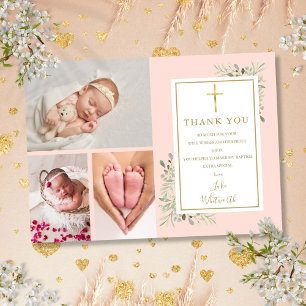 Taufe Christening Greenerenery Blush Pink 3 Foto Dankeskarte