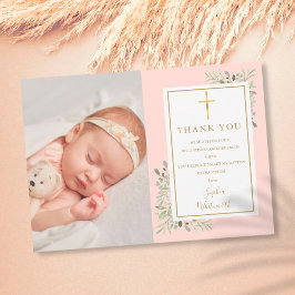 Taufe Christening Greenerenery Blush Pink Foto Dankeskarte