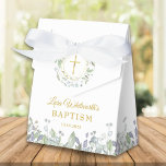 Taufe Christening Greenerenery Foliage Geschenkschachtel<br><div class="desc">Elegante Blütentaufe oder Taufe mit einem hübschen Lorbeerkranz und Goldkreuz mit personalisiertem Namen und Set mit besonderen Datteln in schicker Goldtypografie. Sie können auch mit Ihrer eigenen Danksagung unter dem Deckel personalisieren. Ein perfekter Weg,  um sich bei Ihren Gästen zu bedanken! Entwickelt von Thisisnotme©</div>