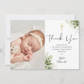 Taufe Christening Greenerity Foto Script Dankeskarte (Vorderseite)