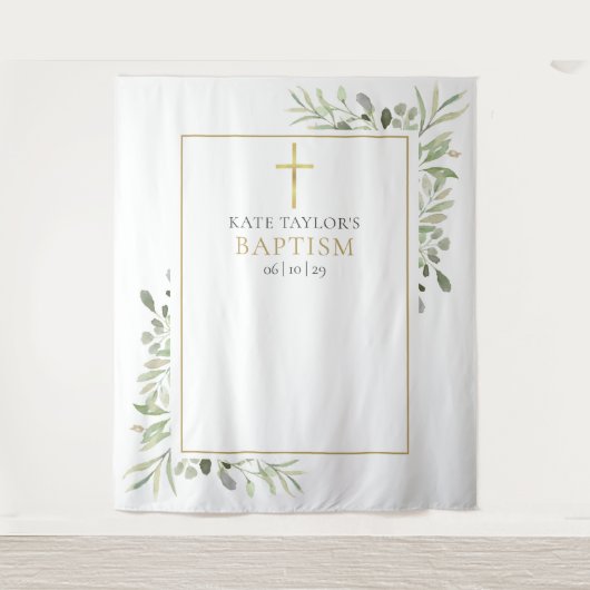 Taufe Christening Greenerity Foto Stand Hintergrun Wandteppich (Vorderseite)