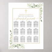 Taufe Christening Greenerity Gold Seating Chart Poster (Vorne)