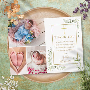 Taufe Christening Greenery 3 Foto Vielen Dank Postkarte
