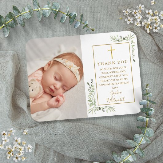 Taufe Christening Greenery Foto Vielen Dank Magnet