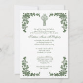 Taufe Christening Irish Green Celtic Cross Einladung (Vorderseite)