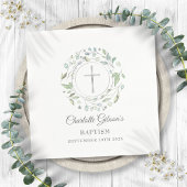 Taufe Christening Laurel Floral Silver Cross Serviette