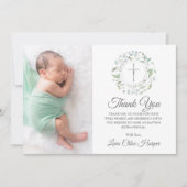 Taufe, Christening Laurel Foto Dankeskarte (Vorderseite)