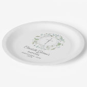 Taufe Christening Laurel Garland Silver Cross Pappteller (Schrägansicht)