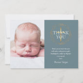 Taufe Christening Modern Gold Garland Foto Dankeskarte (Vorderseite)