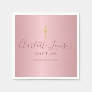 Taufe Christening Moderne Rose Gold Script Napkin Serviette