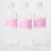 Taufe Christening Pink Bottle Girl Damask Wasserflaschenetikett (Flaschen)