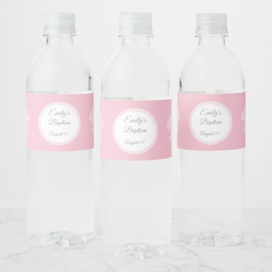 Taufe Christening Pink Bottle Wrapper Girl Wasserflaschenetikett (Flaschen)