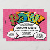 Taufe Christening Pink Fun Modernes Comic Buch Einladung (Vorne/Hinten)