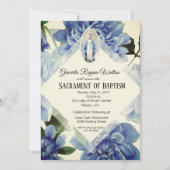 Taufe Christening Religious Blue Flowers Einladung (Vorderseite)