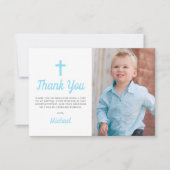 Taufe Christening Religious Boy Foto Dankeskarte (Vorderseite)