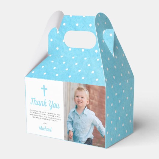 Taufe Christening Religious Boy Foto Geschenkschachtel (Vorderseite)