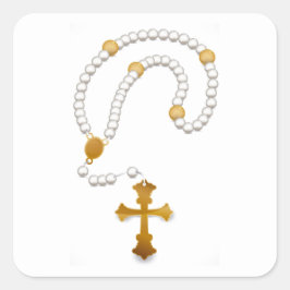 Taufe Christening Religious Event Rosary Cross Quadratischer Aufkleber