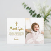 Taufe Christening Religious Pink Girl Foto Dankeskarte (Stehend Vorderseite)