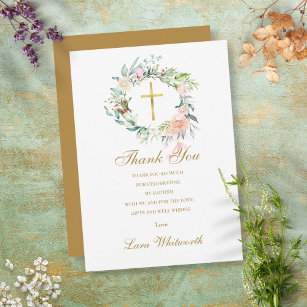 Taufe Christening Rose Blumenschrift Dankeskarte