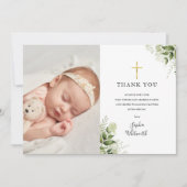 Taufe Christening Rustikales Foto Dankeskarte (Vorderseite)