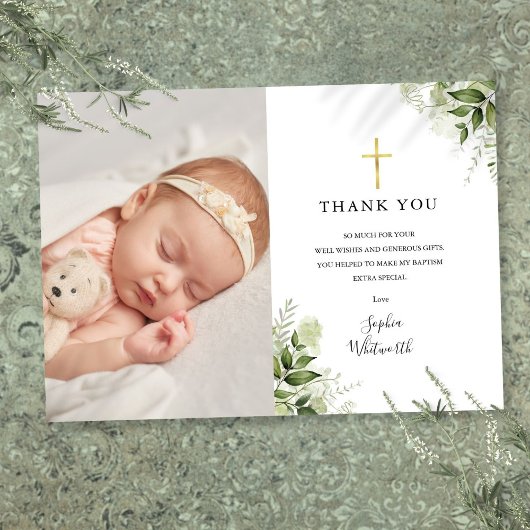 Taufe Christening Rustikales Foto Dankeskarte