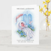 Taufe Christening Scriptural Baby Boy Karte (Gelbe Blume)