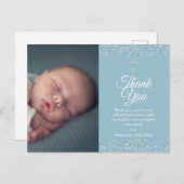 Taufe Christening Silver Hearts Foto Vielen Dank Postkarte (Vorne/Hinten)