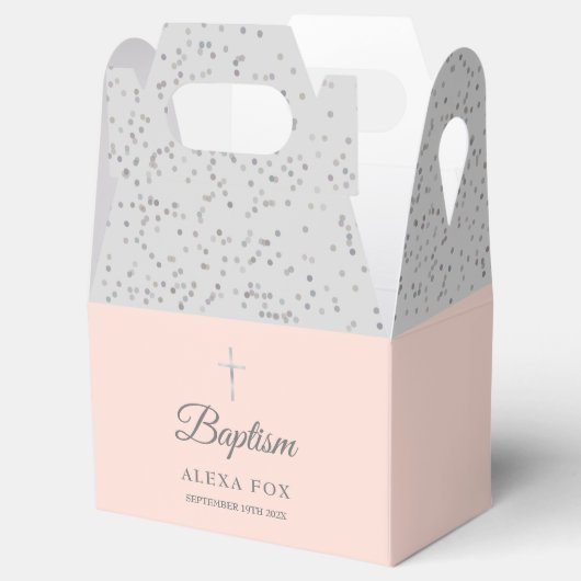 Taufe Christening Sliver Stardust Blush Pink Geschenkschachtel (Geöffnet)