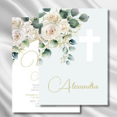 Taufe Christening Soft Green Religious Cross Einladung