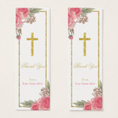 Taufe Christening Vintag Floral Vielen Dank Tag (Vorne & Hinten)